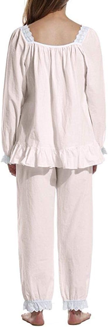 Women Pajamas Set Cotton Long Sleeve Button Down Sleep Shirt Womens Loungewear Set Cotton Nightie