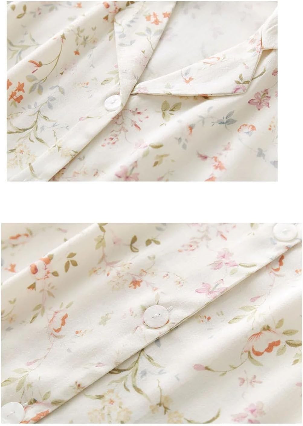 Women's Small Leaf Print Cardigan Short-Sleeved Sleep Tops Shorts Sleepwear Cotton Pajama Set