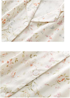 Women's Small Leaf Print Cardigan Short-Sleeved Sleep Tops Shorts Sleepwear Cotton Pajama Set