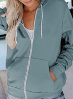 Women's Full Zip Up Hoodie Long Sleeve Hooded Sweatshirts Pockets Jacket Coat for Women