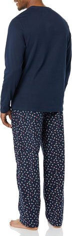 Mens Flannel Pant and Long-Sleeve T-Shirt Pajama Set