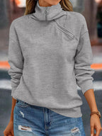 Womens Zipper Sweatshirt Turtleneck Long Sleeve Pullover Casual Loose Sweatshirts Top T Shirts