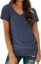 T Shirts Short Sleeve V Neck Tees Tops for Women Fashion Trendy Lightweight Soft Casual Summer Outfits Clothes 2025