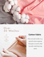 Cotton Pajamas Short Sleeve T-Shirt Top and Long Pants Pj Sets Sleepwear Loungewear for Women