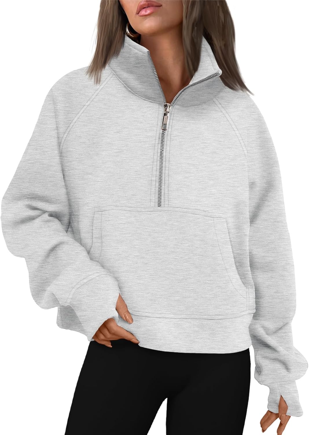 Womens Sweatshirts Half Zip Cropped Pullover Fleece Quarter Zipper Hoodies 2025 Fall Fashion Outfits Clothes