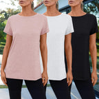 Womens 3 Pack T-Shirts Short Sleeve Summer Tops Fashion Basic Tees Comfy Casual Vacation Outfits Workout Clothes 2025