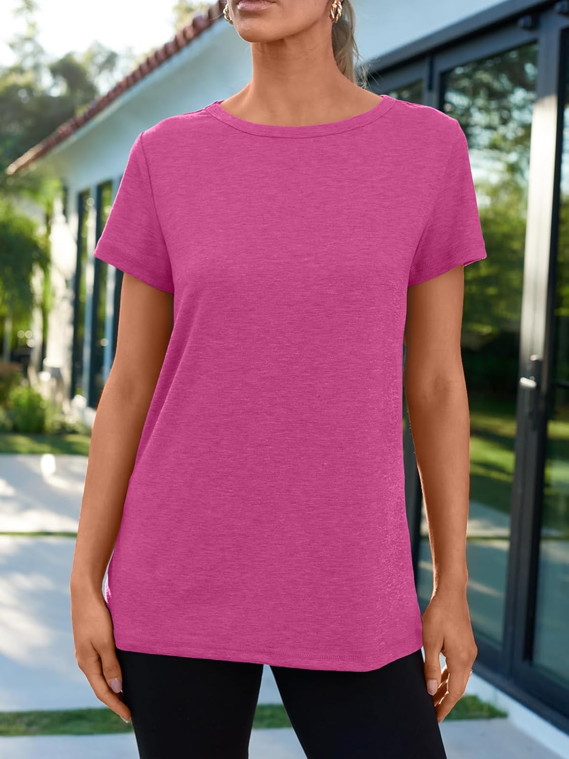 Summer Tops Women Spring Short Sleeve Shirts Beach Vacation Outfits Plus Size Workout Tshirts Casual Clothes