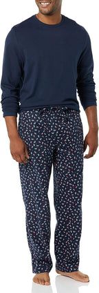 Mens Flannel Pant and Long-Sleeve T-Shirt Pajama Set
