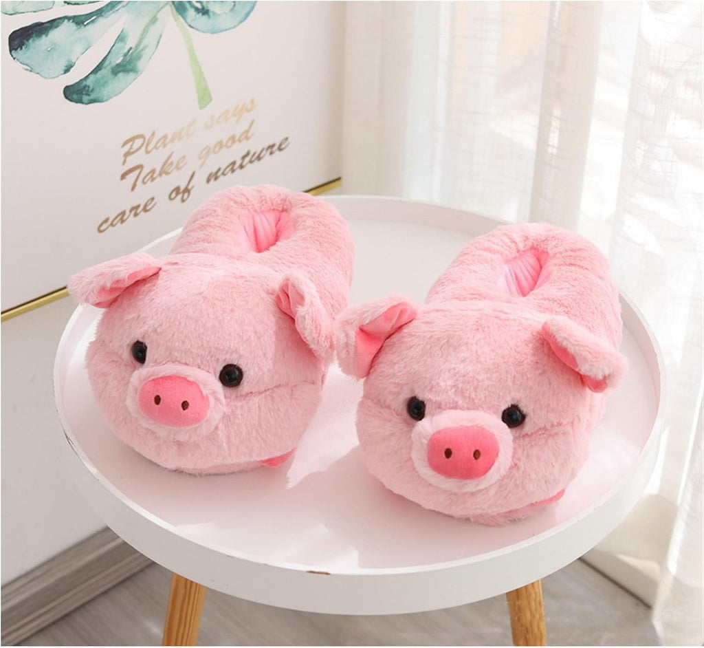 Cute Pig Cartoon Animal Home Furry Slippers - Women's Warm Winter Slippers