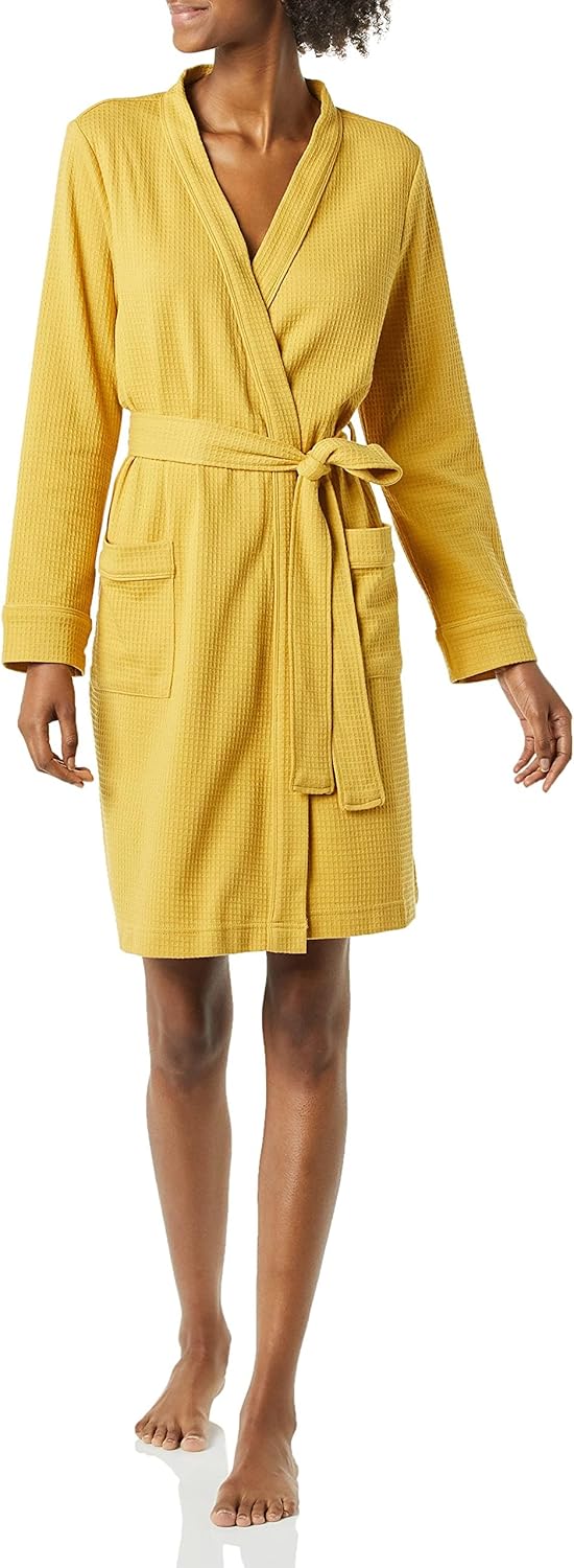 Women's Lightweight Waffle Mid-Length Robe (Available in Plus Size)
