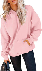 Women's Hoodies Sweatshirts Cute Long Sleeve Tops Loose Fleece Pullover Shirts with Pocket