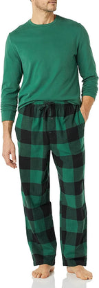 Mens Flannel Pant and Long-Sleeve T-Shirt Pajama Set