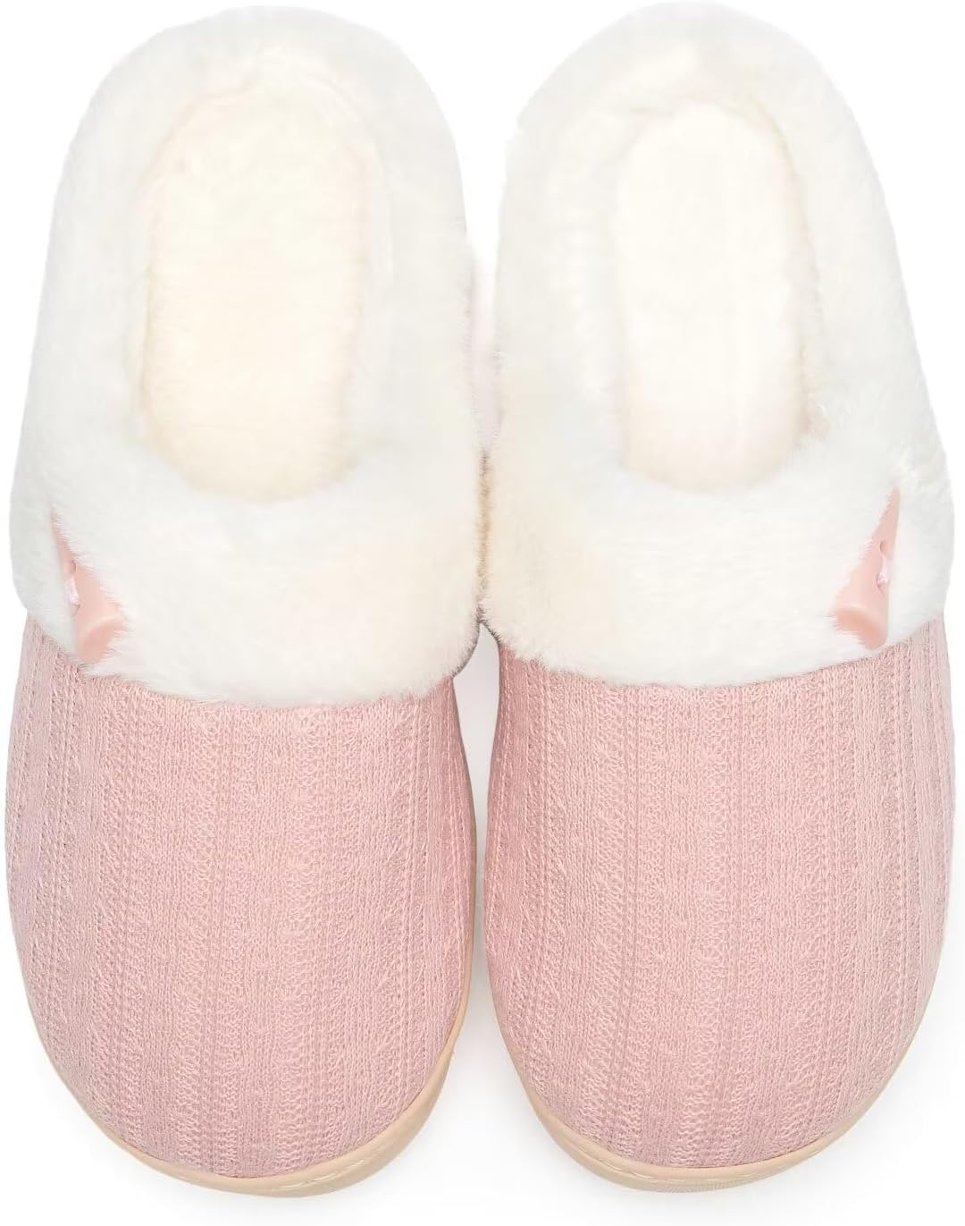 Women's Slip on Fuzzy House Slippers Memory Foam Slippers Scuff Outdoor Indoor Warm Plush Bedroom Shoes with Faux Fur Lining