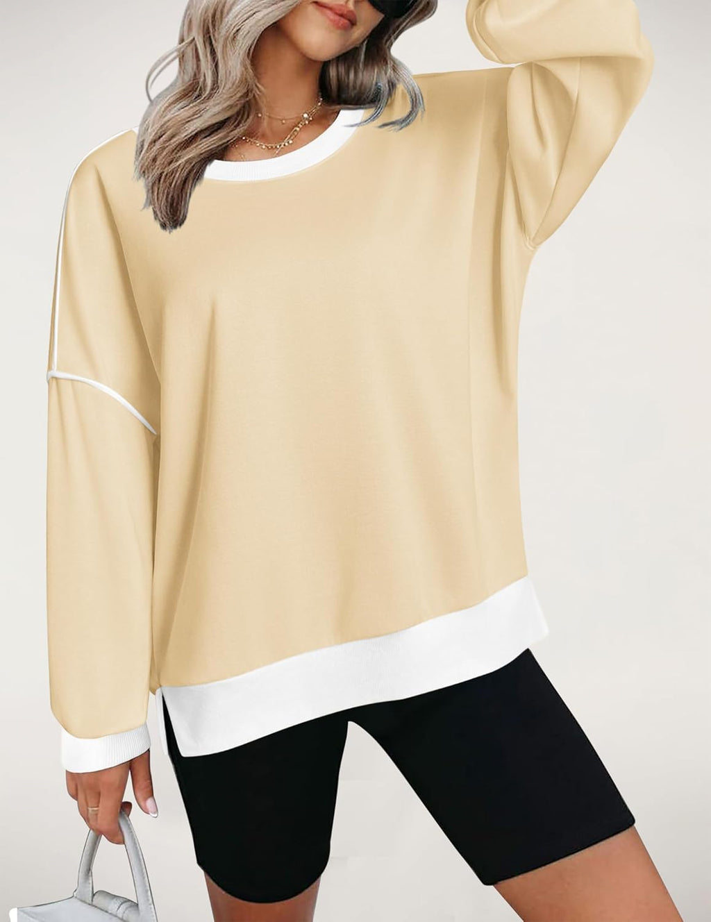 Women Crewneck Sweatshirts Pullover Tops Long Sleeve Shirts Loose Fit Tops Casual Fall Outfits Y2K Clothes 2024