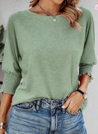 Women  Fashion Tops 3/4 Sleeve T-Shirts Cute Crewneck Basic Business Tees Blouses