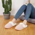 Women's Slip on Fuzzy House Slippers Memory Foam Slippers Scuff Outdoor Indoor Warm Plush Bedroom Shoes with Faux Fur Lining