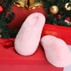 S Women's Plush Fuzzy Slip on Indoor Outdoor Winter House Slippers