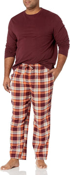 Mens Flannel Pant and Long-Sleeve T-Shirt Pajama Set